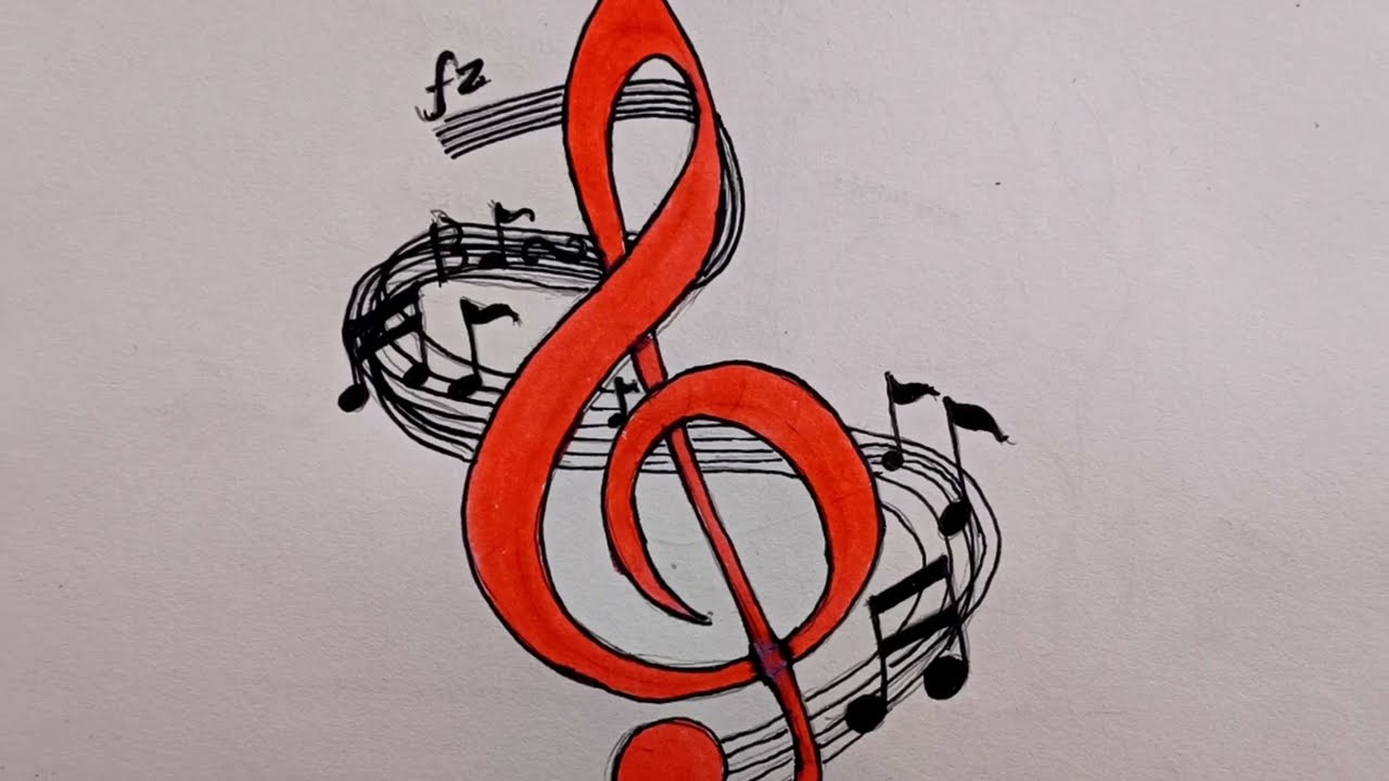Draw a Treble Clef with Musical Notes 🎵 Easy & Beautiful!