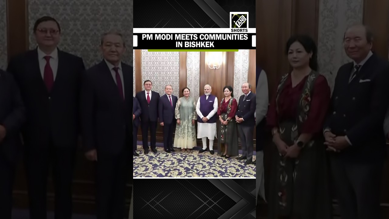 Prime Minister Narendra Modi meets people from various communities in Bishkek, Kyrgyzstan