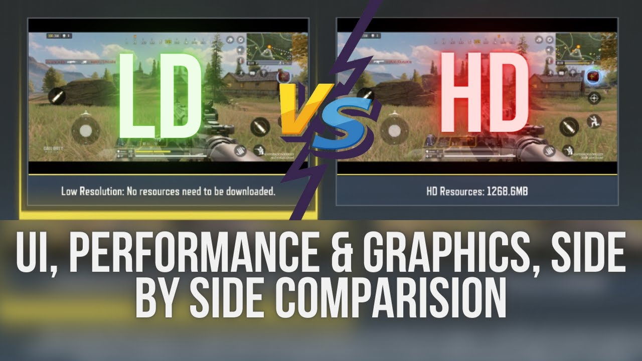 LD VS HD Resources in Call of duty: Mobile | UI, Performance, Graphics Side by side Comparision