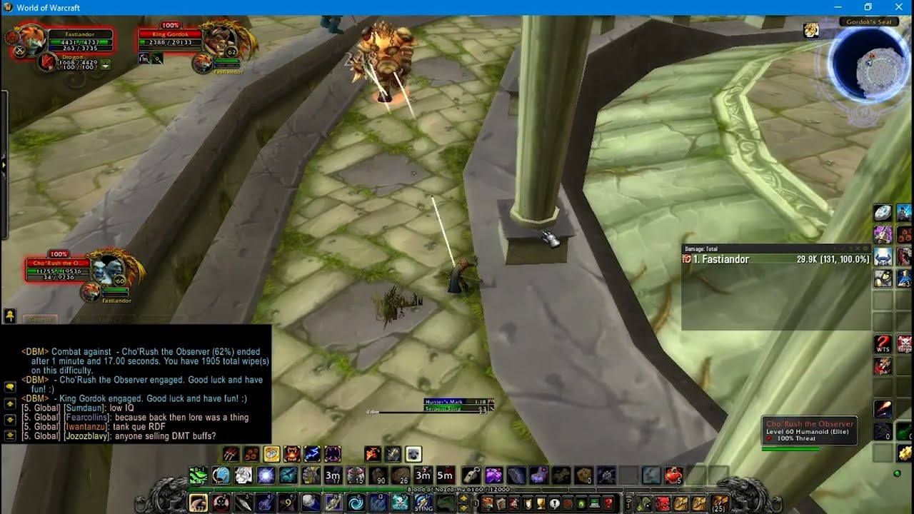Vanilla wow (warmane onyxia) - Hunter solo Dire Maul Tribute 10 min run - 120g/hour