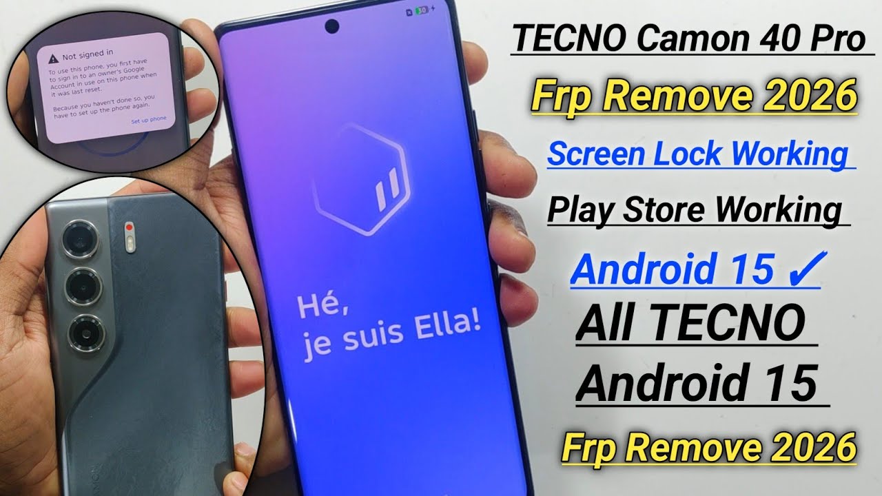 Tecno Camon 40 Pro Frp Remove 2026 | All Tecno Frp Bypass Android 15✅Screen Lock✅Play Store Working 