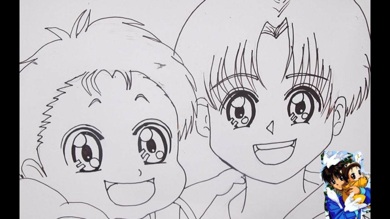 رسم وسيم وسامي- أنا وأخي(赤ちゃんと僕) خطوة بخطوة بالرصاص والتخطيط الجزء الاول Part1