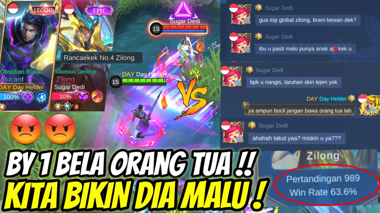 BOCIL SOMBONG NANTANG BY 1 SAMPE HINA ORG TUA! TARUHAN SKIN LEGEND! KITA HAJAR SAMPE MALU