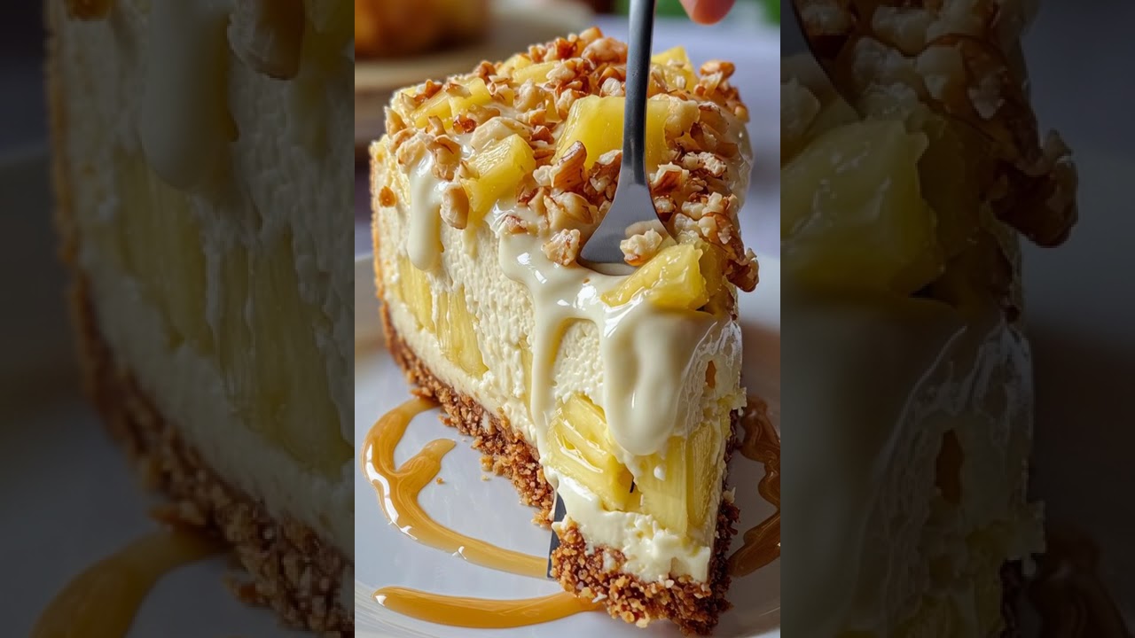 Tropical Pineapple White Chocolate Cheesecake #dessert #pietime #cake #cheesecake #yummy #baking
