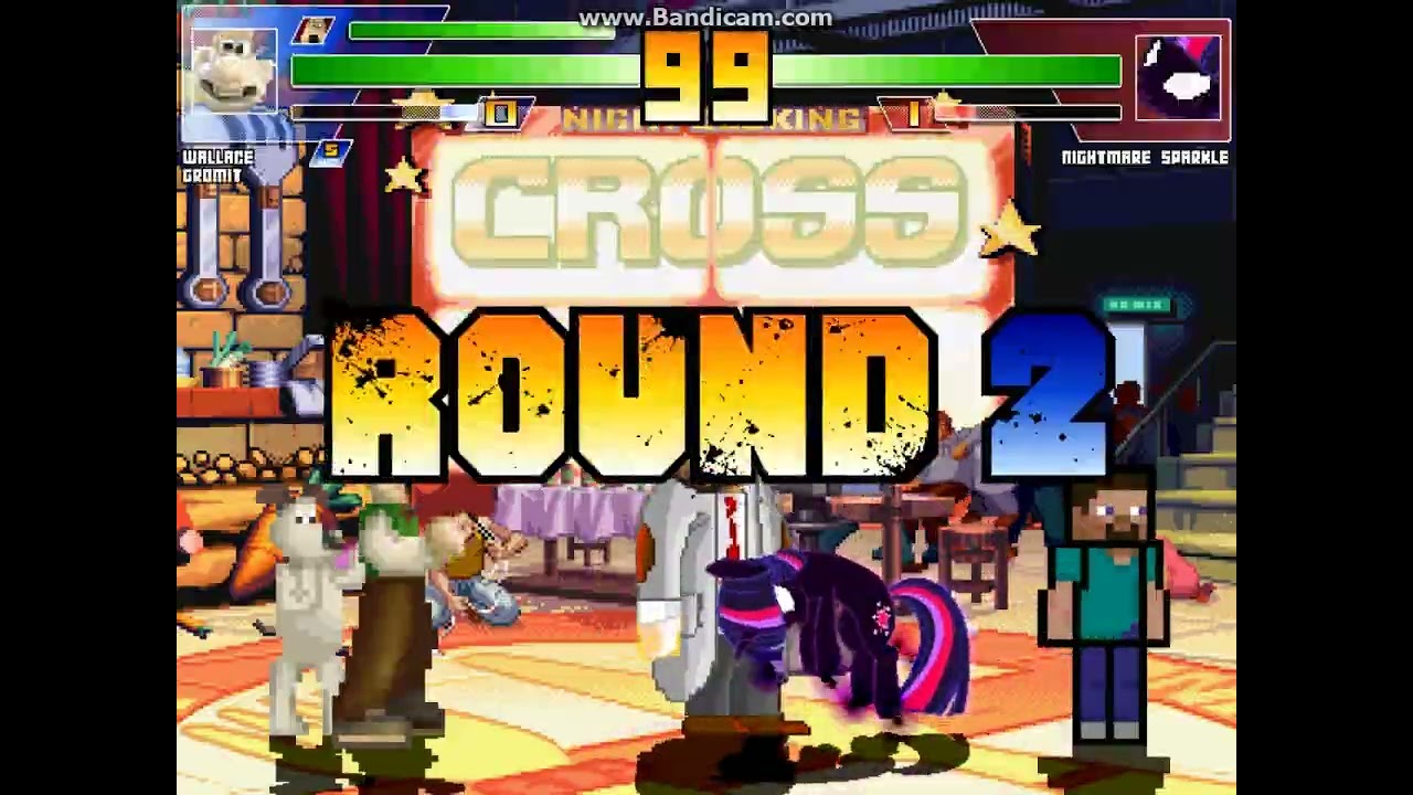 MUGEN battle #7670: Wallace, Gromit, Steve & Mr.Bean vs Nightmare Sparkle