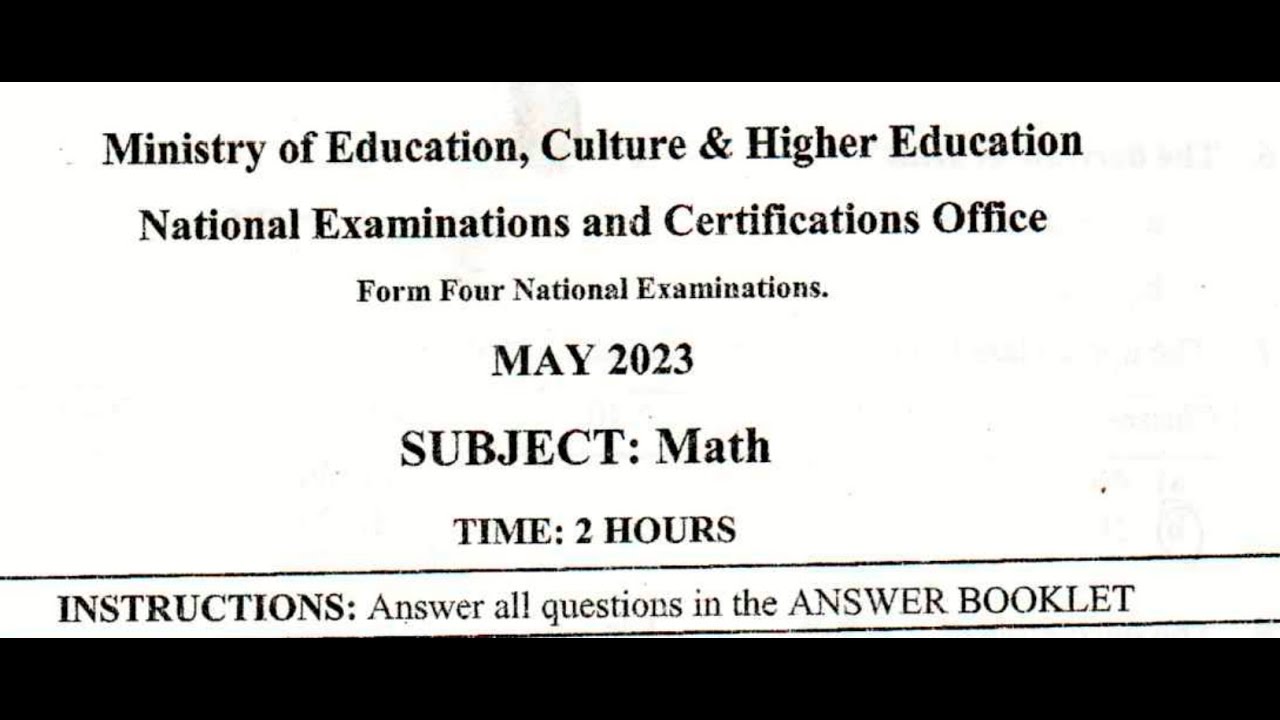 Imtixaanka Dowladda | 2023 | xisaab | f4 | Qaybta 1aad : Federal Exam | 2023 | maths | f4v |Part one