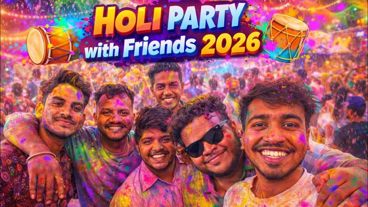Holi Party With Friends || Holi 2026 || Dj Party, Rain dance || #holi #holispecial #friends 