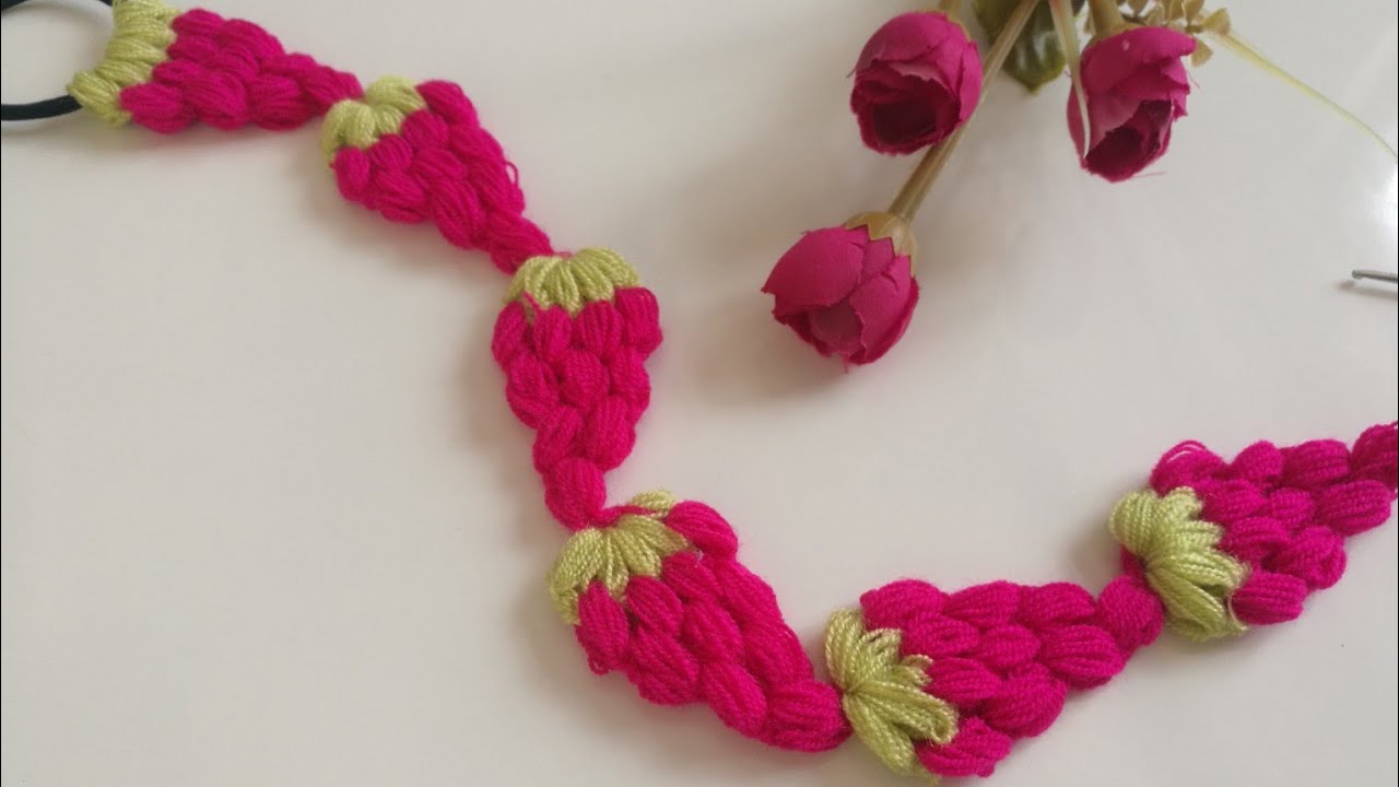 🍓 Çilekli bandana yapımı/Kolay saç bandı/headband