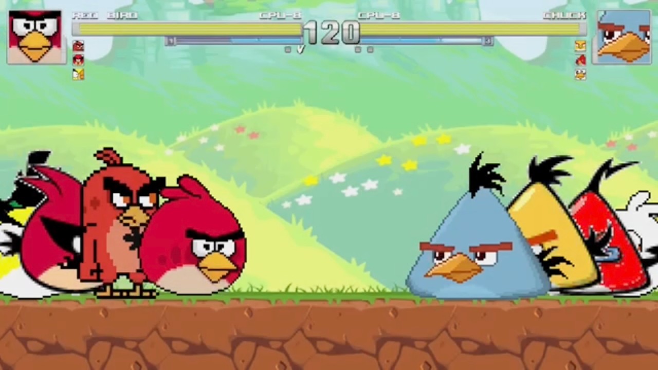 3 Reds & 3 Hals vs. 3 Chucks & 3 The Blues 6v6 Total War (Angry Birds) | M.U.G.E.N