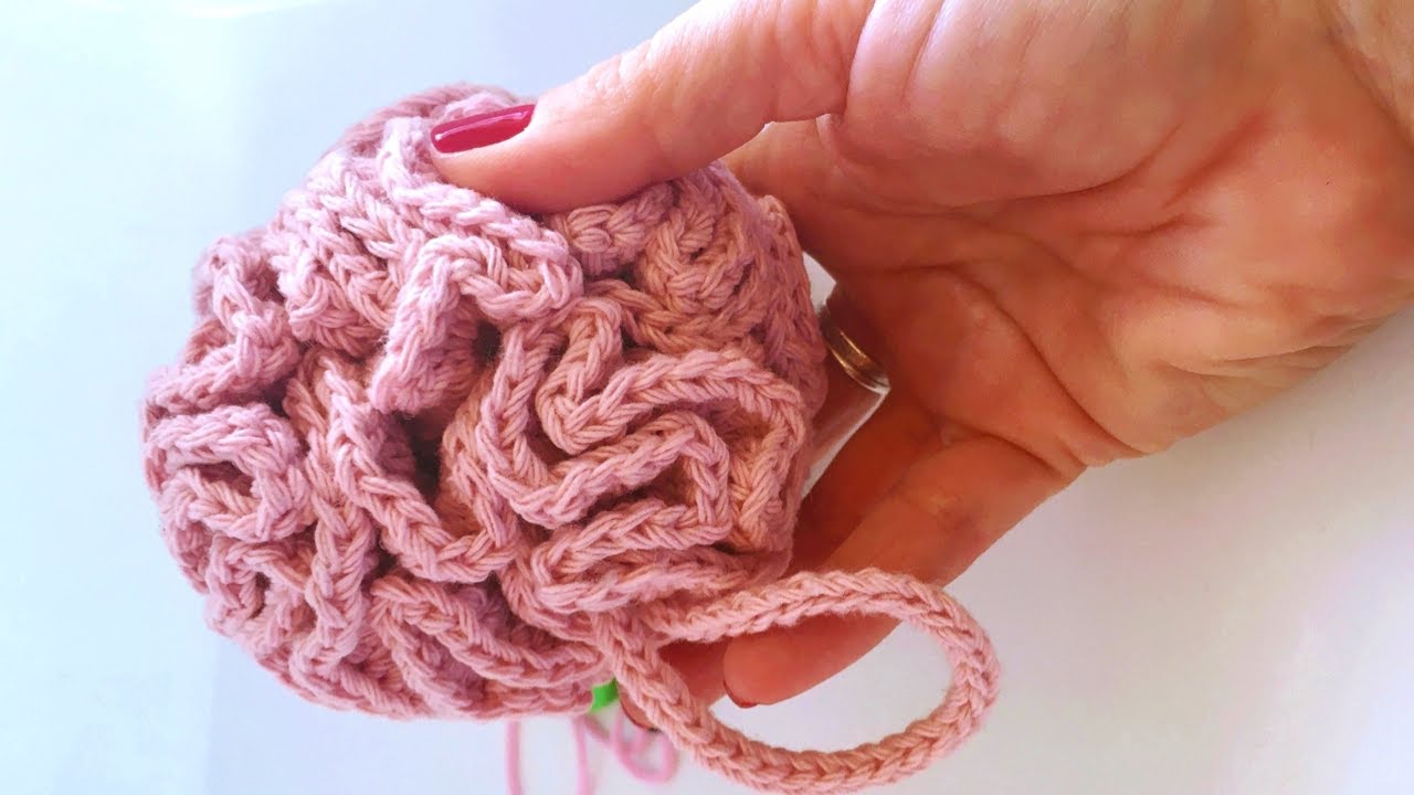 Esponja de baño realizada en ganchillo/crochet
