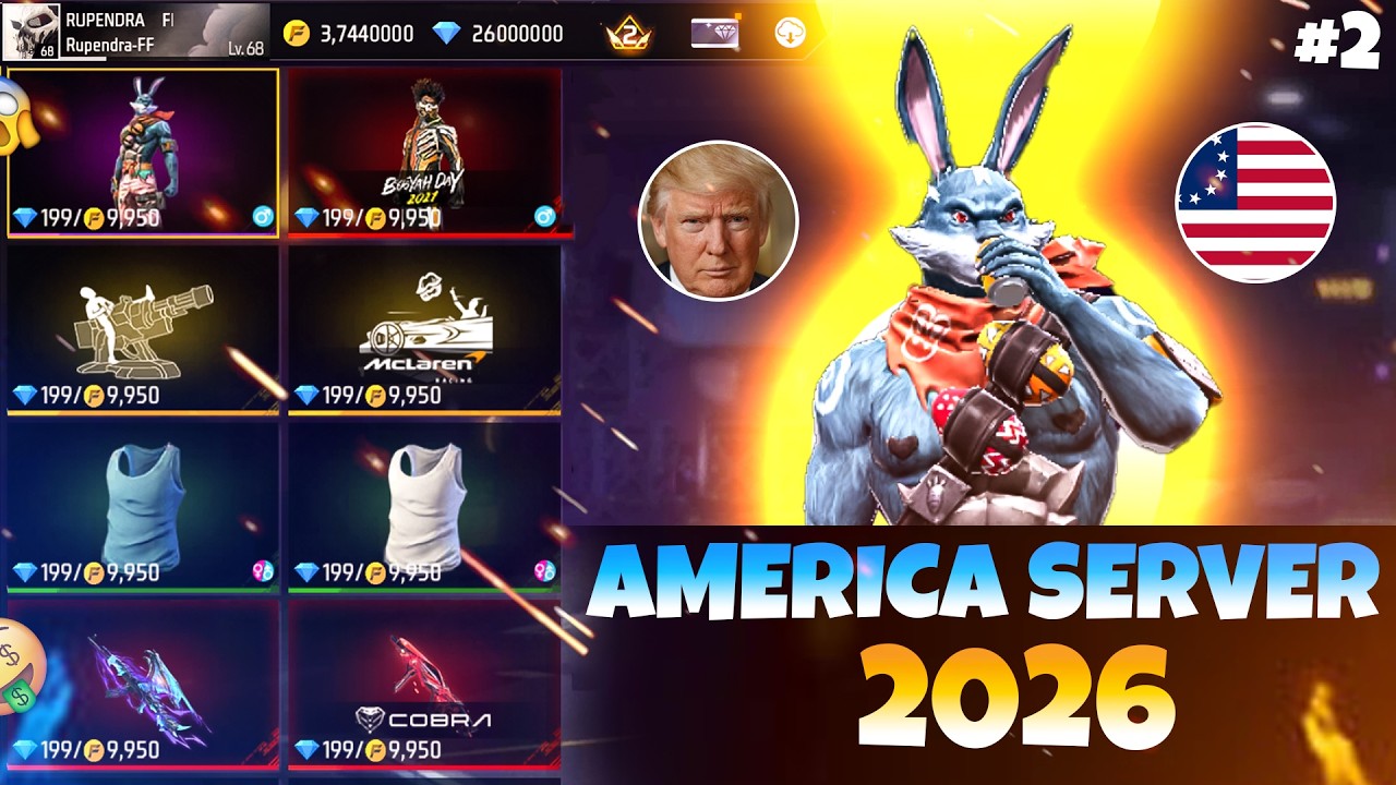 FREE FIRE AMERICA SERVER IN 2026😱⚡🇺🇸  || FREE FIRE ALL SERVER STORE IN GOLD || GARENA FREE FIRE