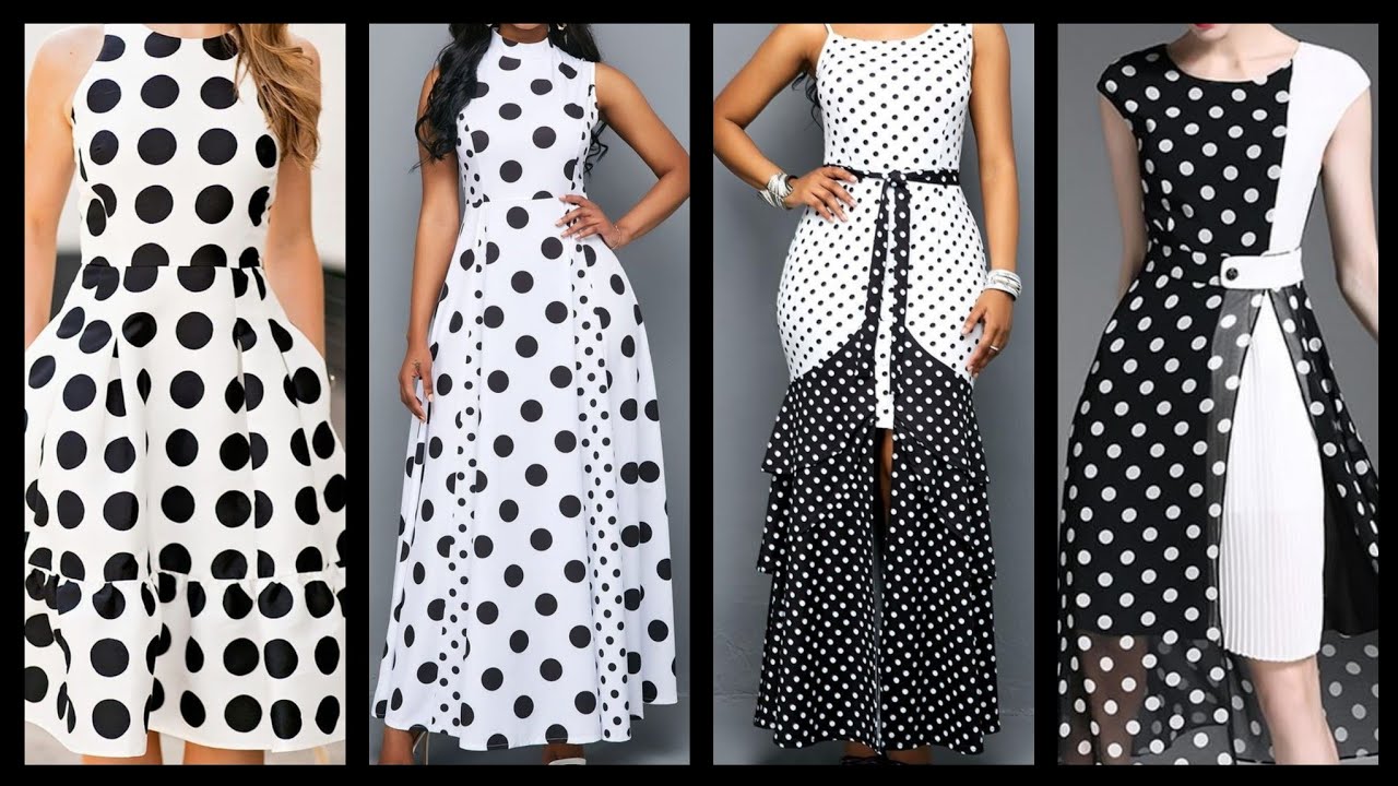 outstanding most classy polka dot middi dresses collection in black and white