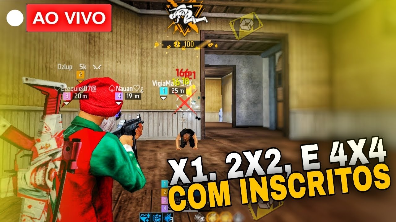 MOBILADOR AO VIVO 🔥 X1 2X2 3X3 E 4X4 COM INSCRITOS 🔥FREE FIRE AO VIVO