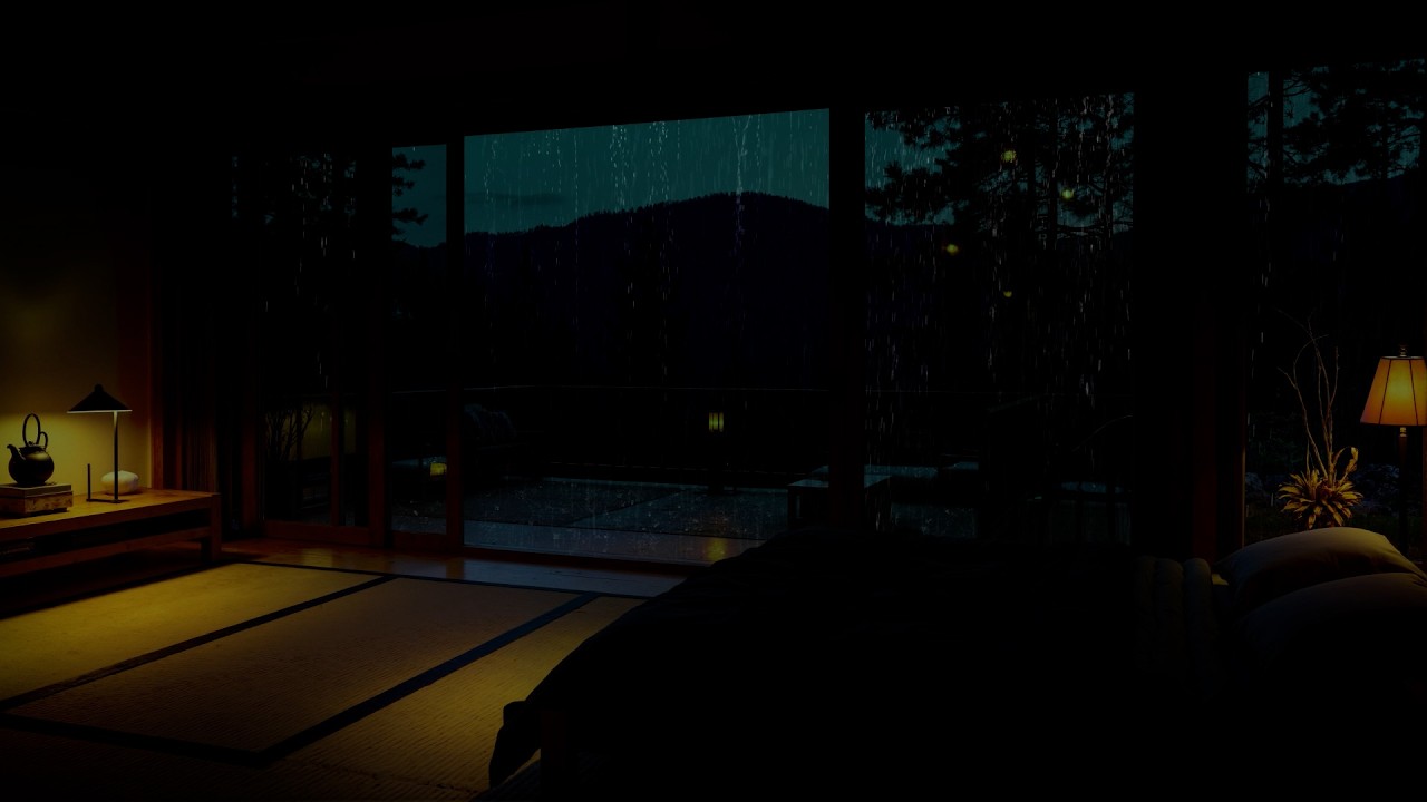 Quiet Rain at the Window at Night | Soothing Ambience for Stress Relief & Sleep | 8 Hours