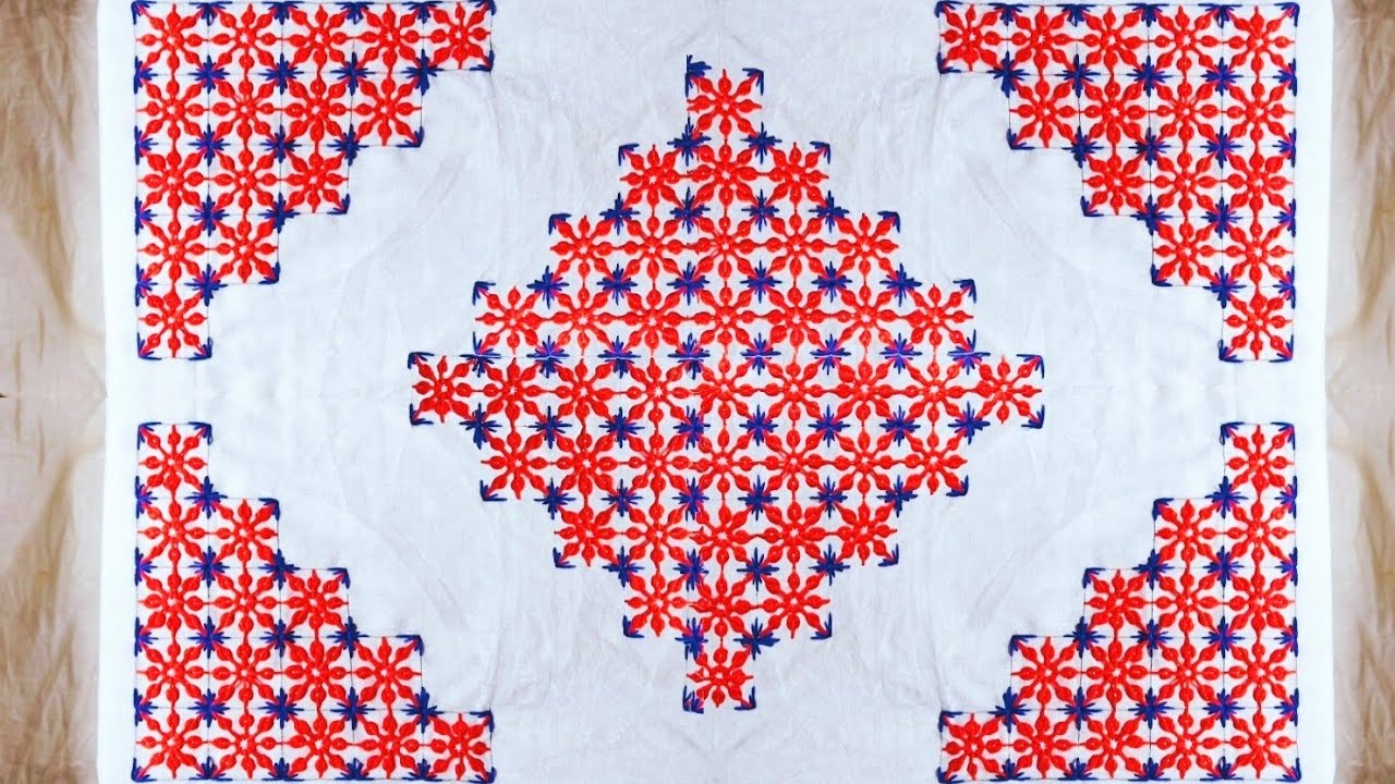Very easy🤩Hand embroidery table cover design / table cover designing embroidery / table cloth design