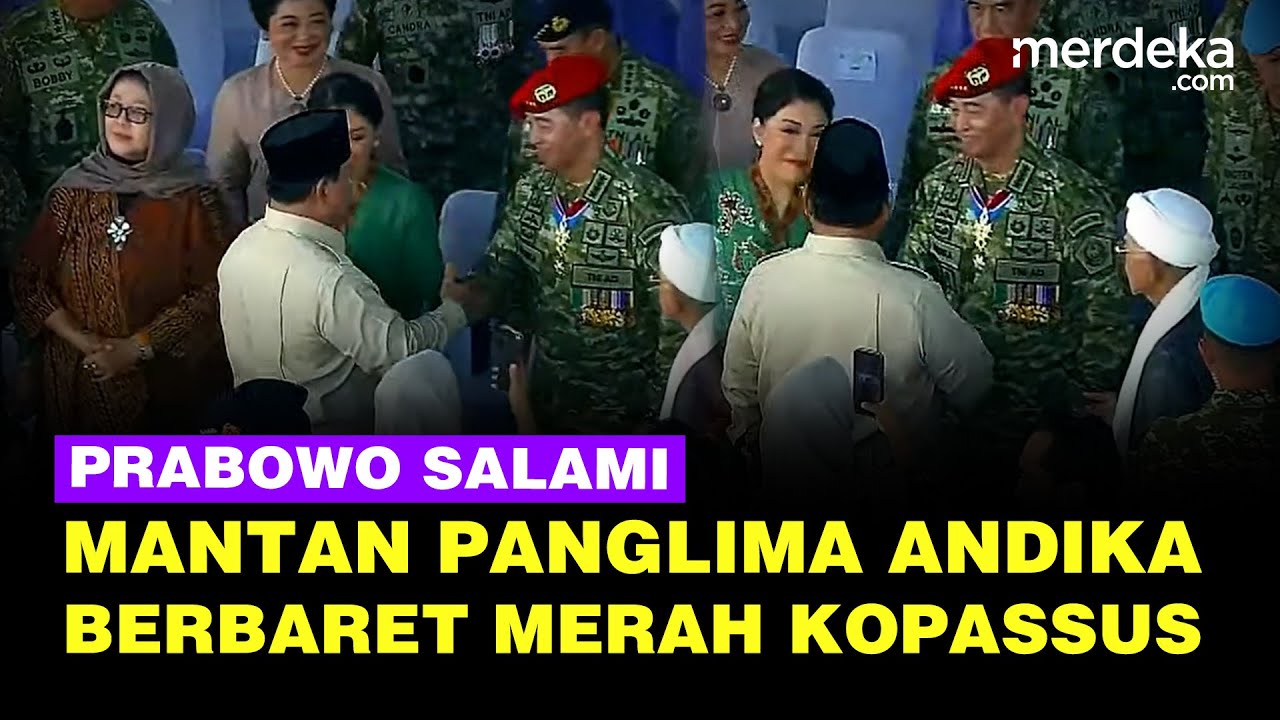 Prabowo Salami Para Mantan Panglima TNI-Kasad, Jenderal Andika Berbaret Merah Kopassus