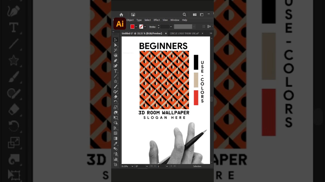 Adobe Illustrator 2026 Tips - How To Create 3D Room Wallpaper Design Process 