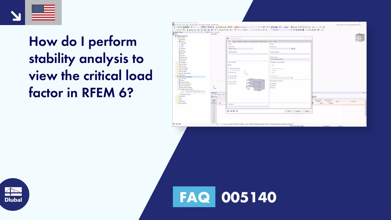 FAQ 005140 | How do I perform stability analysis to view the critical load factor in RFEM 6?