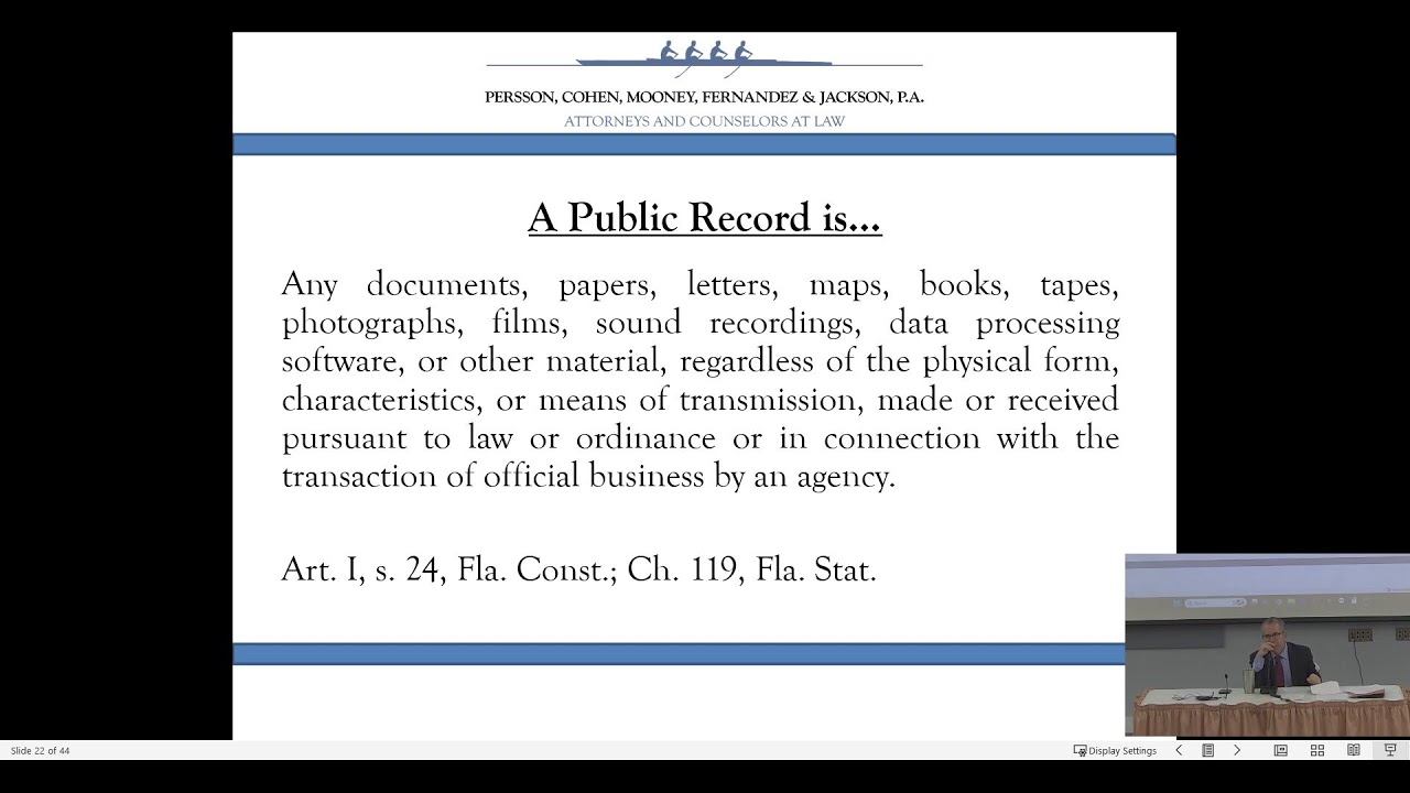 Sunshine Law, Ethics, Records Training Pt 1