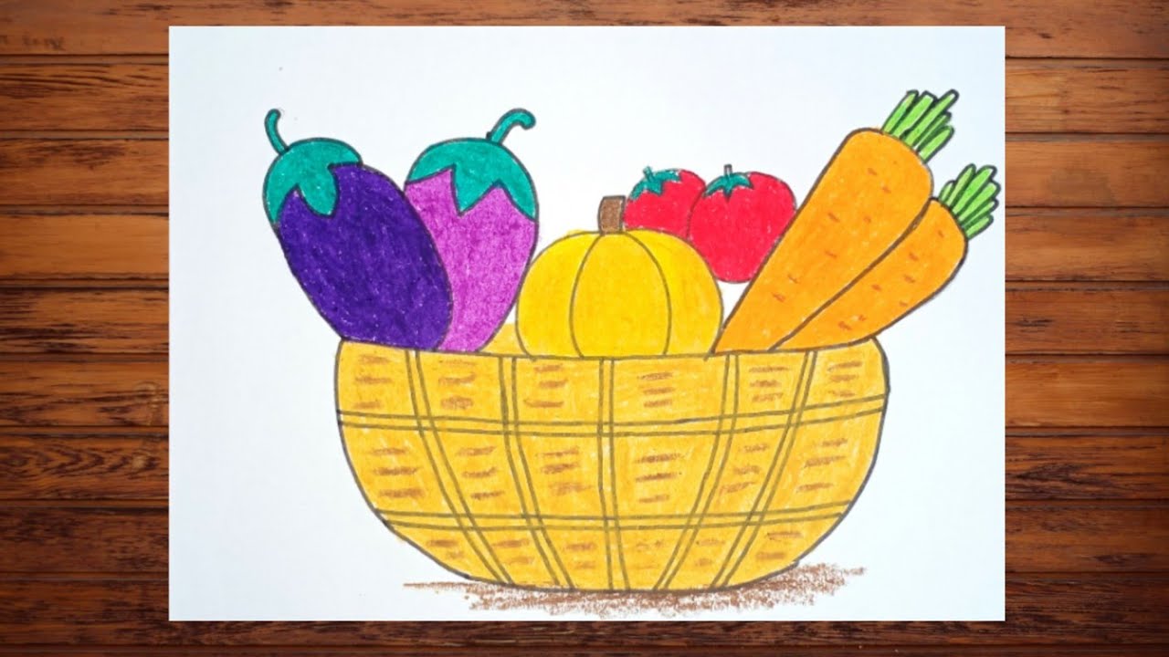 How To Draw Vegetables Basket Step By Step  @chandrimaarts