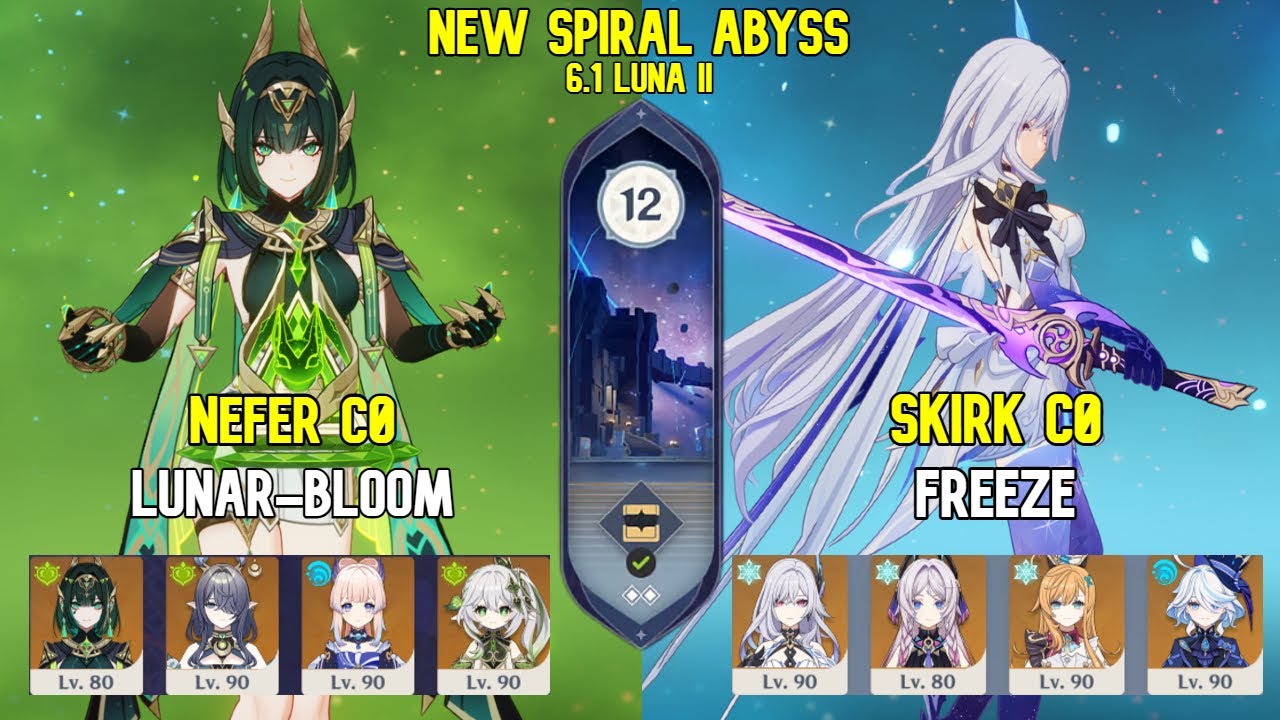 NEW Spiral Abyss 6.1 LUNA II ~ C0 Nefer & C0 Skirk