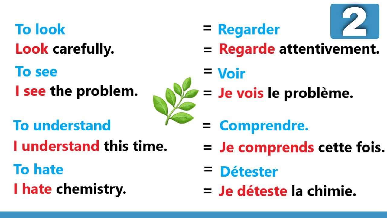 Les verbes les plus utilisés en anglais | partie 2 | ✪✪✪easy sentences to learn french 🌿