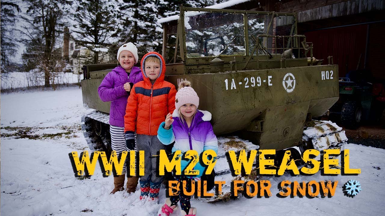 Взрыв на снегу! Гусеничный транспортный автомобиль Studebaker M29 Weasel времен Второй мировой во...