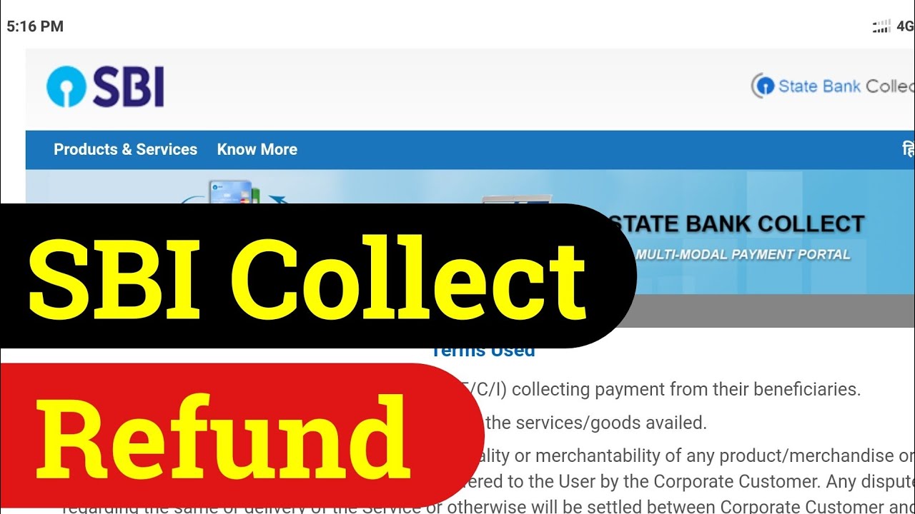 SBI Collect Payment Refund | online sbi collect exam fees refund process university exam fees return