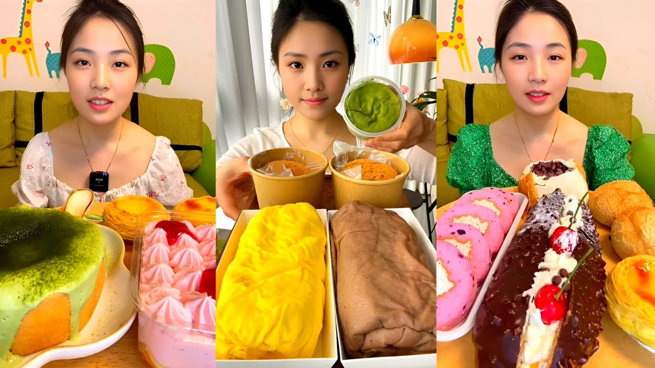 Ultimate Dessert Mukbang 🍰 Matcha, Mango & Chocolate Cake Feast! 😍✨