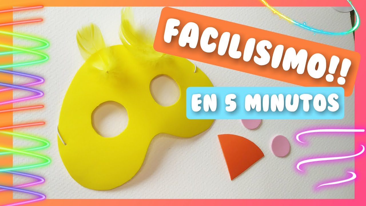 🐥🐣COMO HACER UN ANTIFAZ DE CARNAVAL DE POLLITO PARA NIÑOS EN FOAMI O GOMA EVA| FACIL Y RAPIDO
