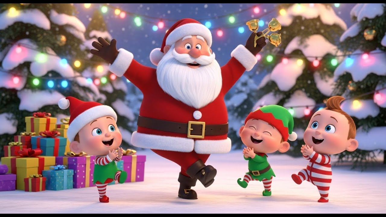 🎄 Dancing Santa Christmas Rhyme 🎶🎅 Fun Kids Song | Baby Giggles TV