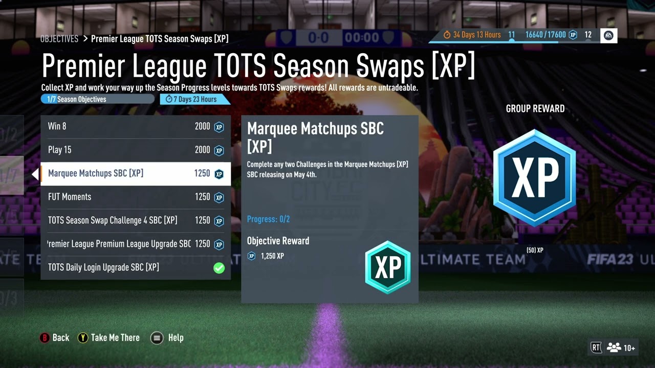 Premier League TOTS Season Swaps [XP] Objectives FIFA 23