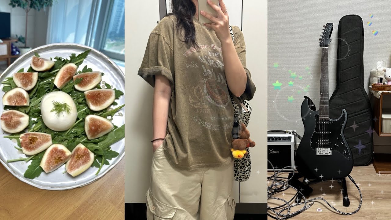 직장인 브이로그. 용가 회전훠궈. 수제 오프숄더. 일렉기타 독학. 무화과. 펜필드. 드래곤포니 입덕