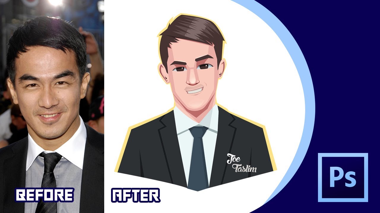 joe taslim - cartoon potrait disney style - speed art photoshop cs6