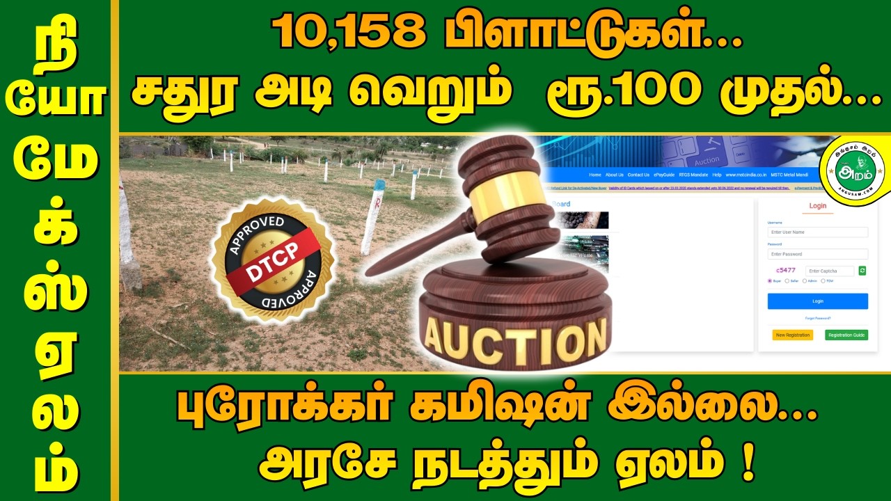 NEOMAX | நியோமேக்ஸ் நிலம் | 10,158 பிளாட்டுகள்... Sq.Ft ரூ.100 முதல்... NO புரோக்கர் ! அரசு ஏலம் !