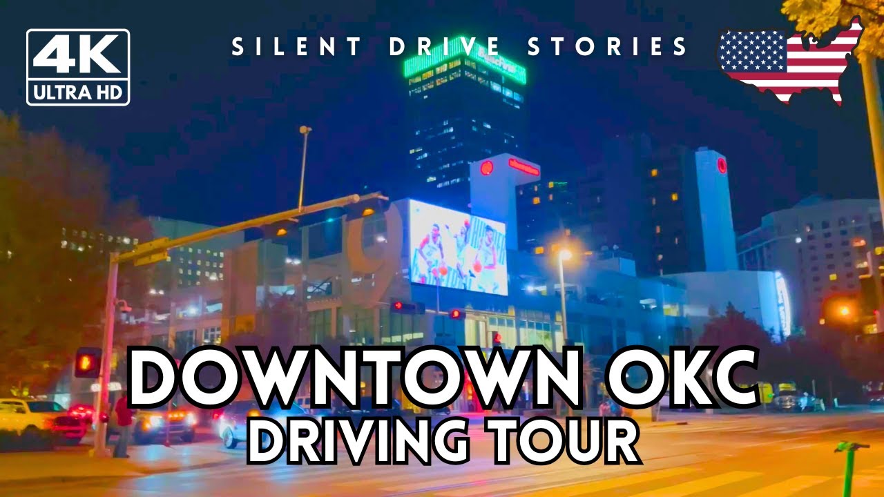 [4K] Night Drive Downtown Oklahoma City | Christmas Lights | No Talking