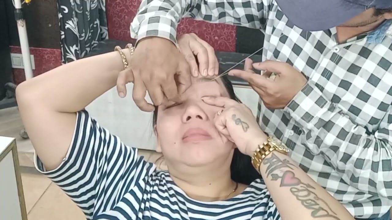 Full face threading tutorial vlog/pain full threading Beauty/ EYEBROW Threading for beginners