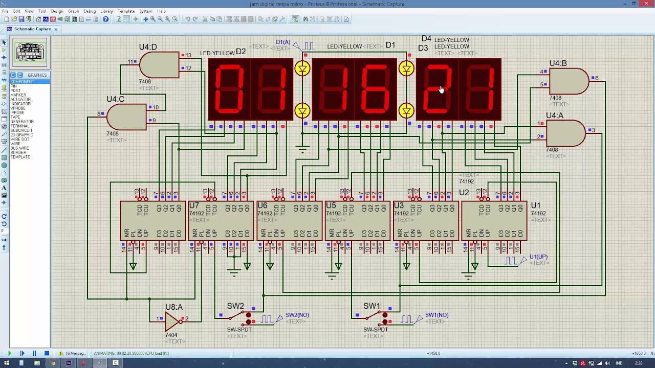 Rangkaian Jam Digital 6 Digit Tanpa Mikrokontroler