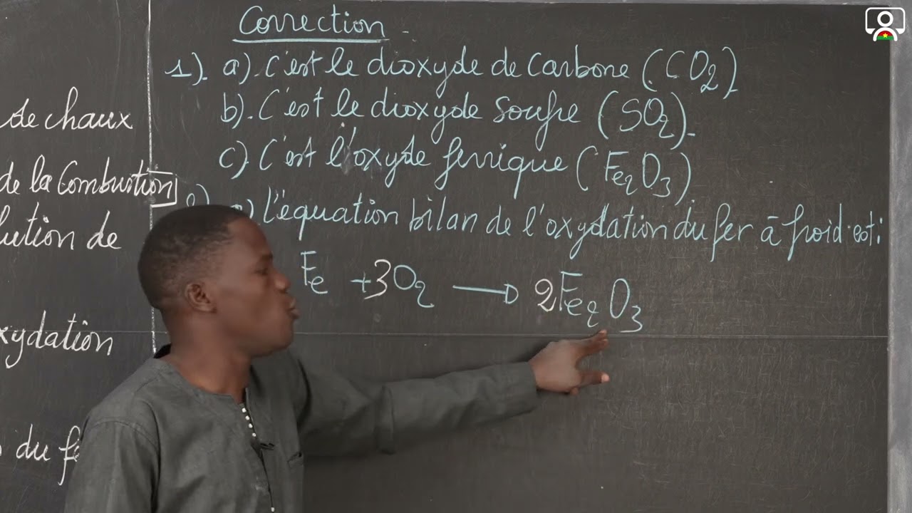 Exercice - 3e - Chimie : L'Oxydation du carbone, du souffre et du fer 1/1