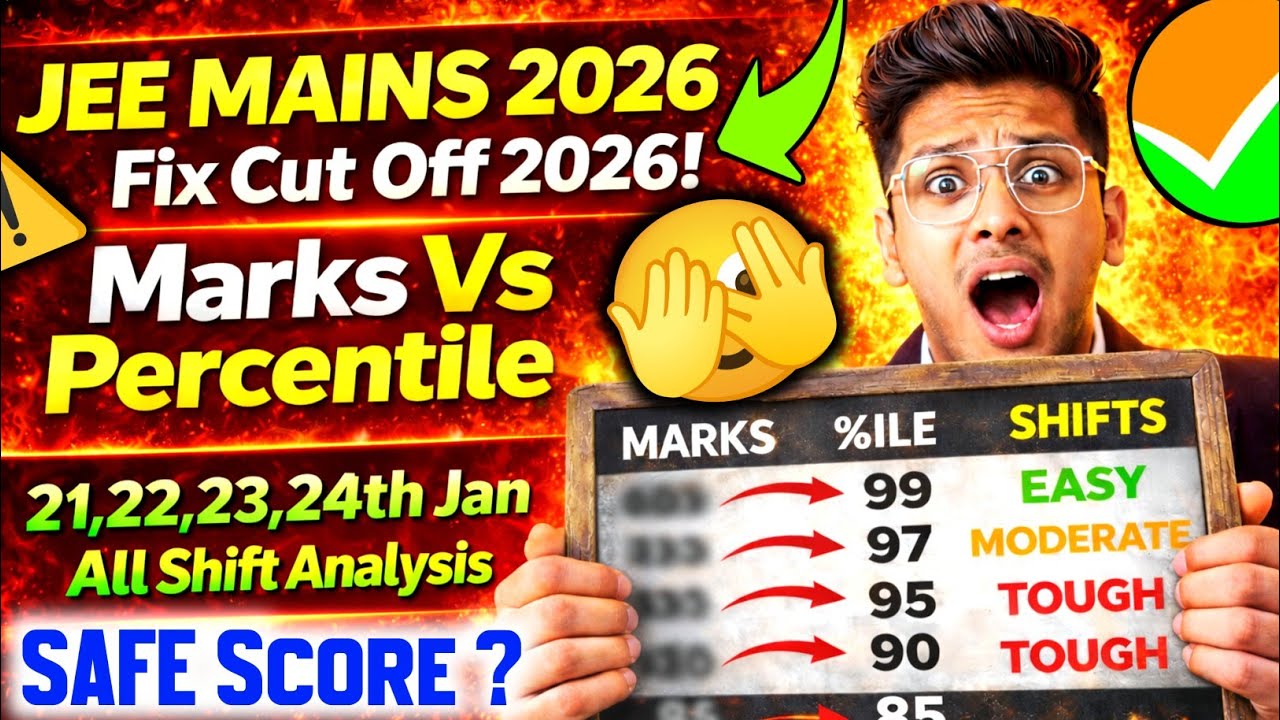 Jee Mains Marks Vs Percentile 2026 😱| 21 22 24 24 january 1st & 2nd Shift | Jee Mains Cut Off 2026 !
