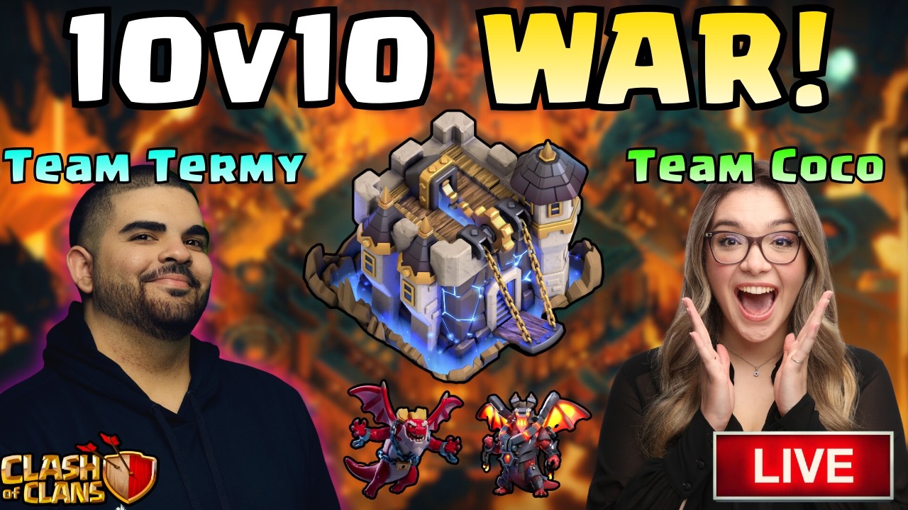 INSANE 10v10 LEGEND MODE War vs Coco! MUST Use the Dragon Duke! (Clash Of Clans LIVE) - Vertical