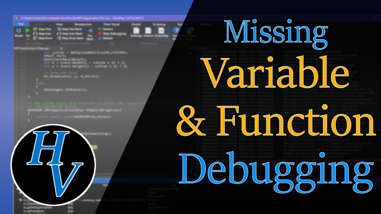Missing Variable and Function debugging using WinDBG. Find the missing variable and function