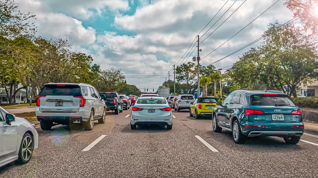 Driving Tour 4K. Tampa Rd. Palm Harbor Florida. Oldsmar, FL. Car Wash Tidal Wave Auto Spa
