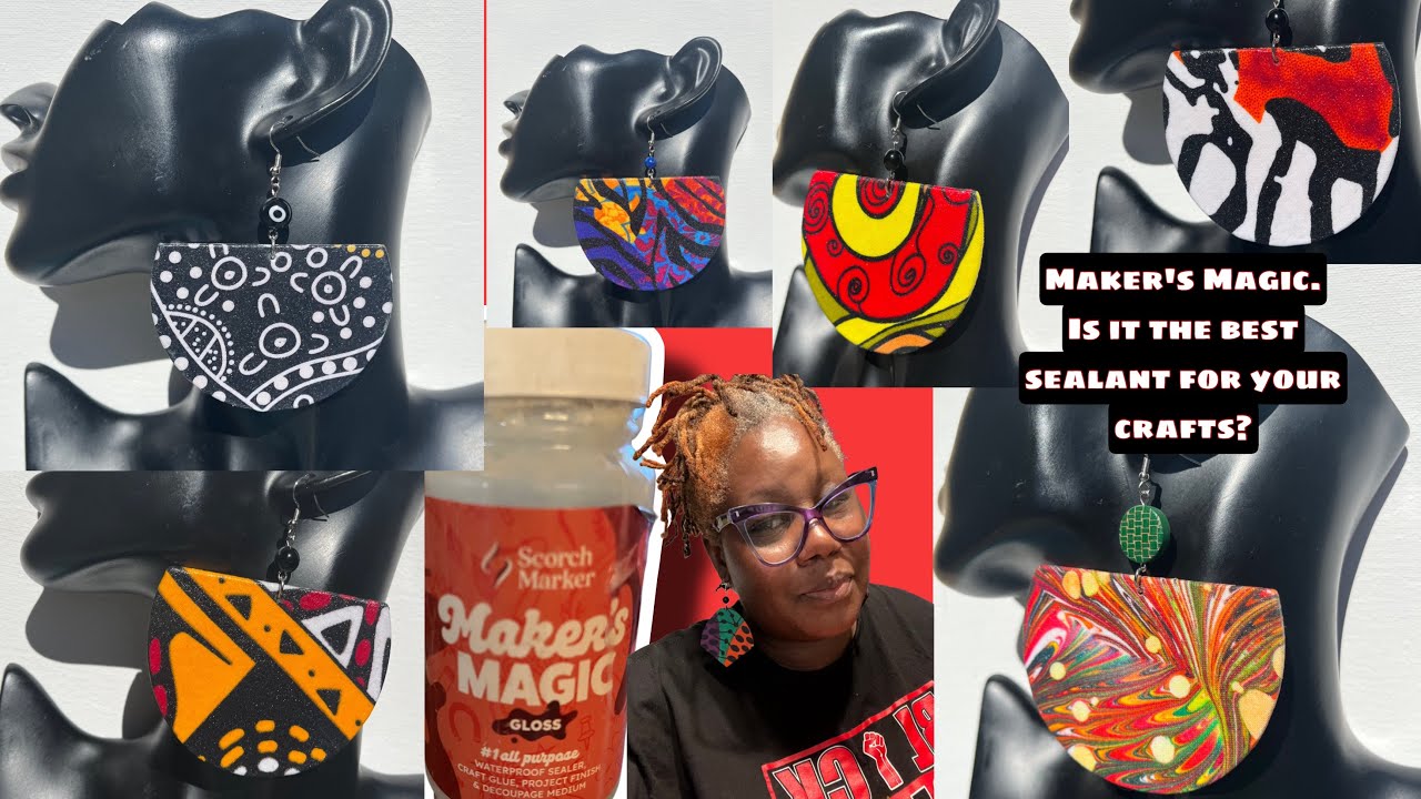 Fancy: Earrings: DIY Wood & Fabric: Afrocentric: Maker's Magic Gloss preferred: Handmade Jewelry