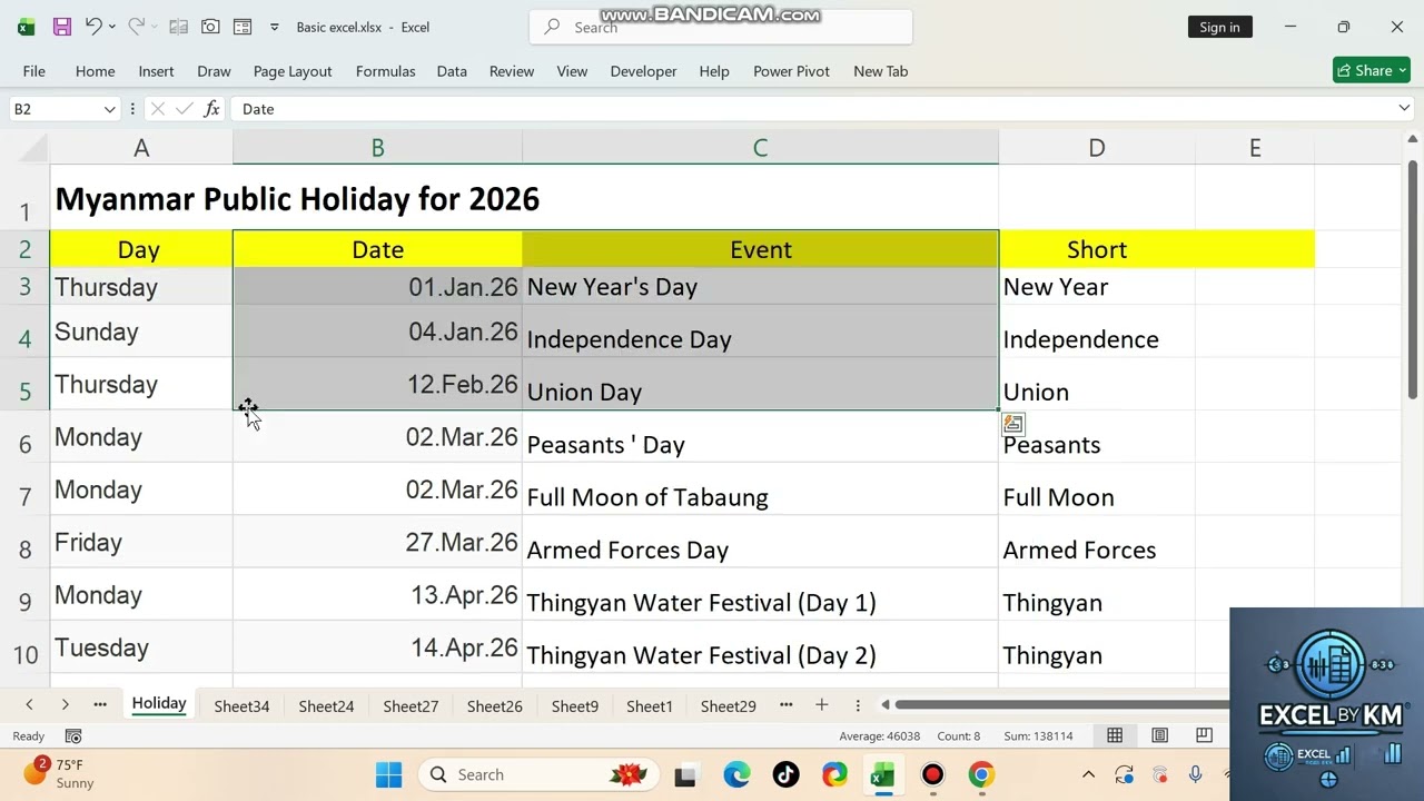 Creating Calendar for 2026 Part(3)