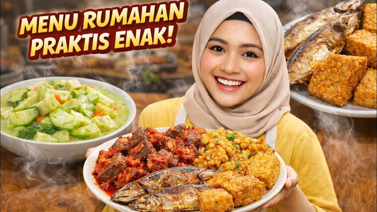 Menu Rumahan Lengkap! Sayur Timun Santan, Ati Ayam Balado, Ikan Kembung & Tempe Goreng