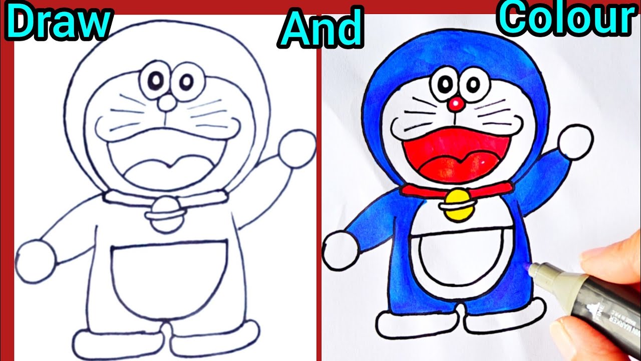 How To Draw A Cute Doraemon 😺 | Easy Step by Step Drawing, Painting & Coloring For Kids & Toddlers