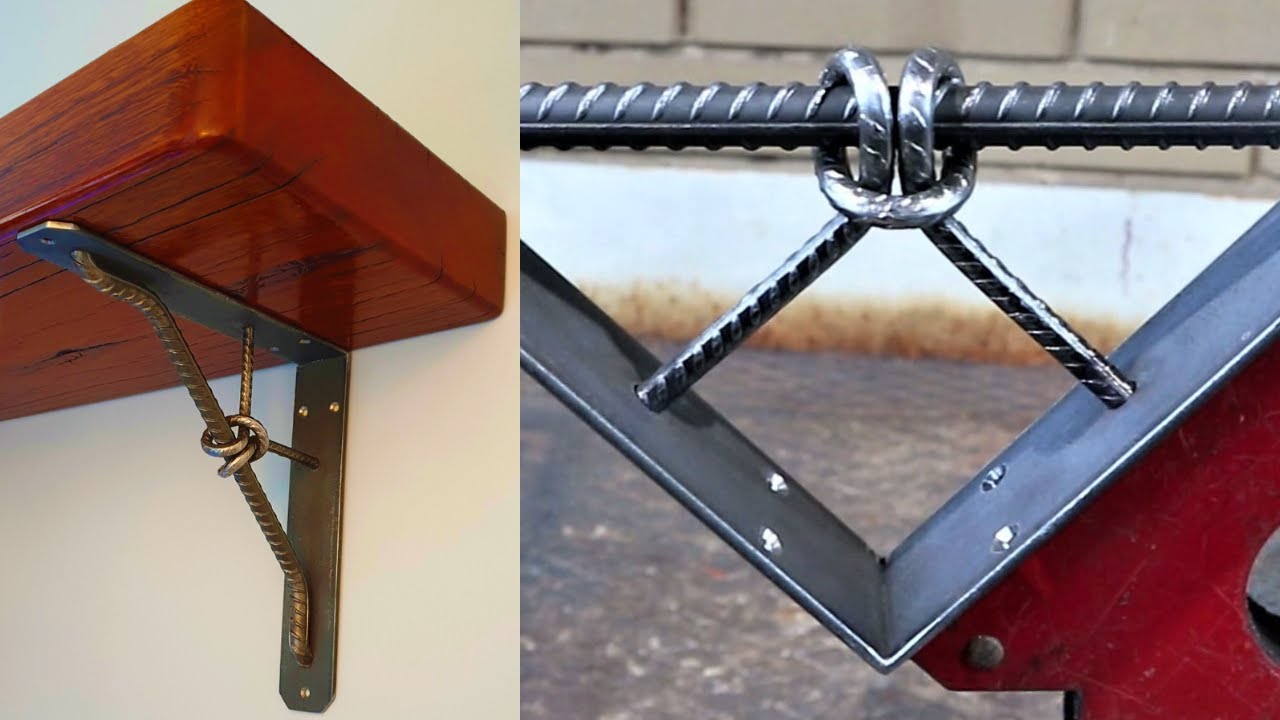 I make an Industrial Style Shelf Bracket, bending Steel Rebar into a knot - MIG Welding Project