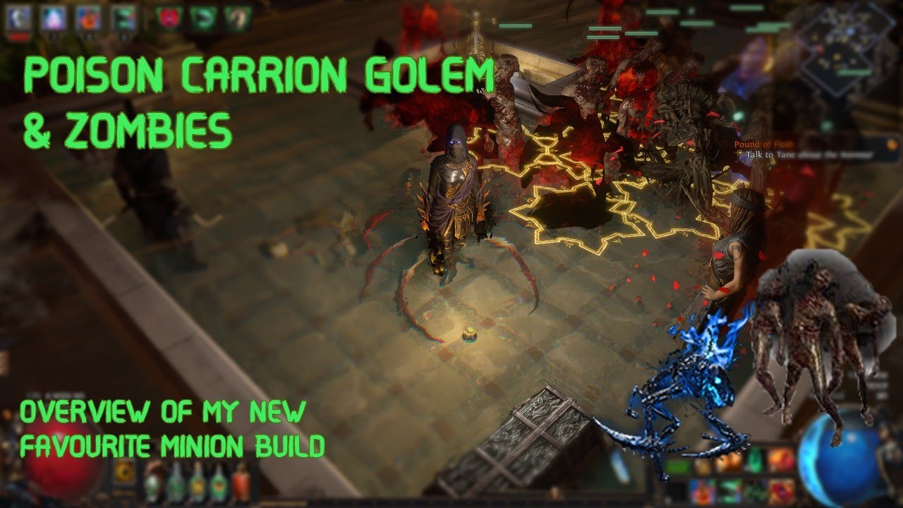 POE 3.22 Poison Carrion Golem's & Zombies Necromancer build overview