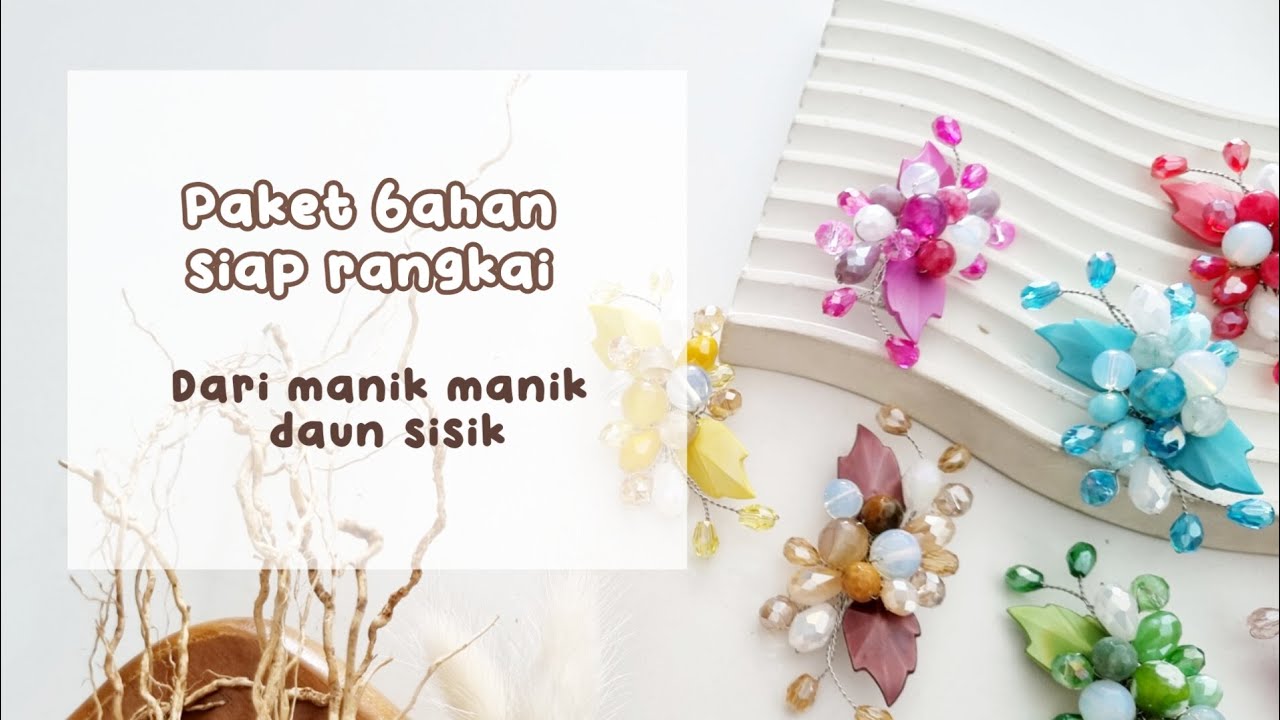 paket bahan siap rangkai (bikin bros dari bahan manik daun sisik)